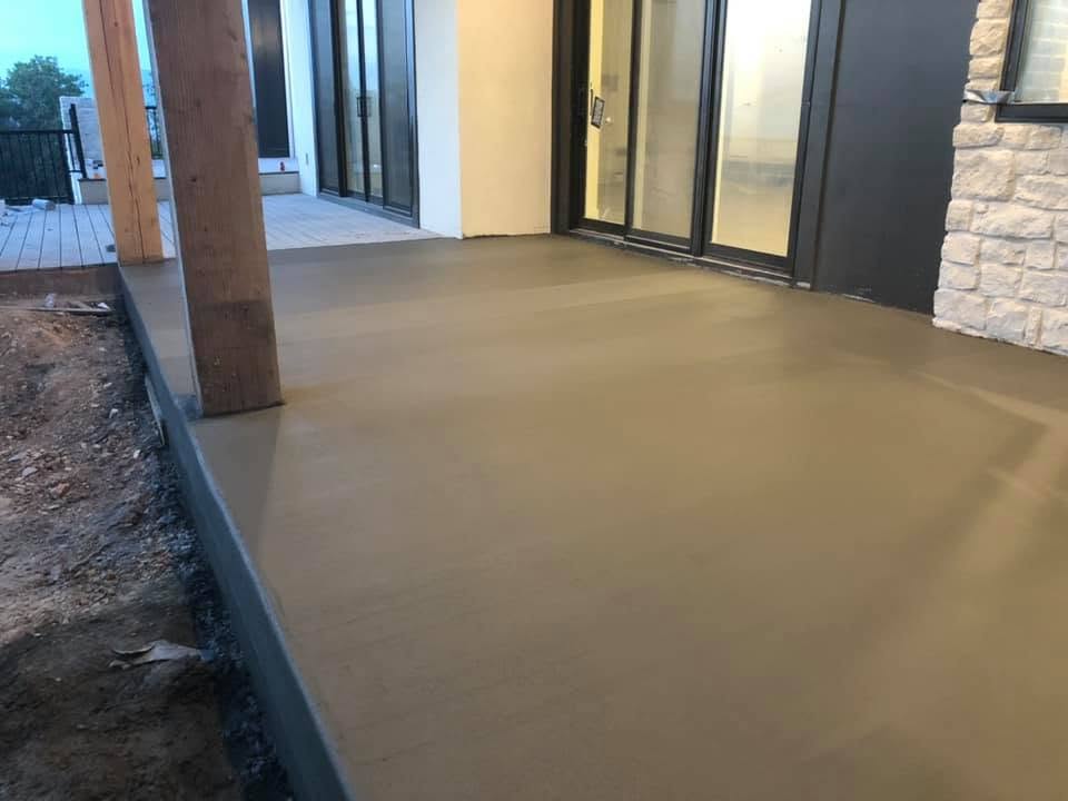 Covered concrete patio pour in Lehi, UT